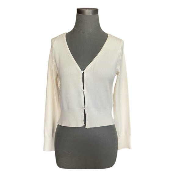 Zara Ivory Long Sleeve Button Up Sweater Cardigan Women’s Top Size L Fits M NWOT - Picture 1 of 4